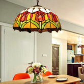 Victorian Hand Cut Glass Blossom Chandelier - Yellow 3-Light Ceiling Pendant - This is a beautiful ceiling chandelier that is perfect for any home. It features a yellow color with three lights. The chandelier is made of stained g